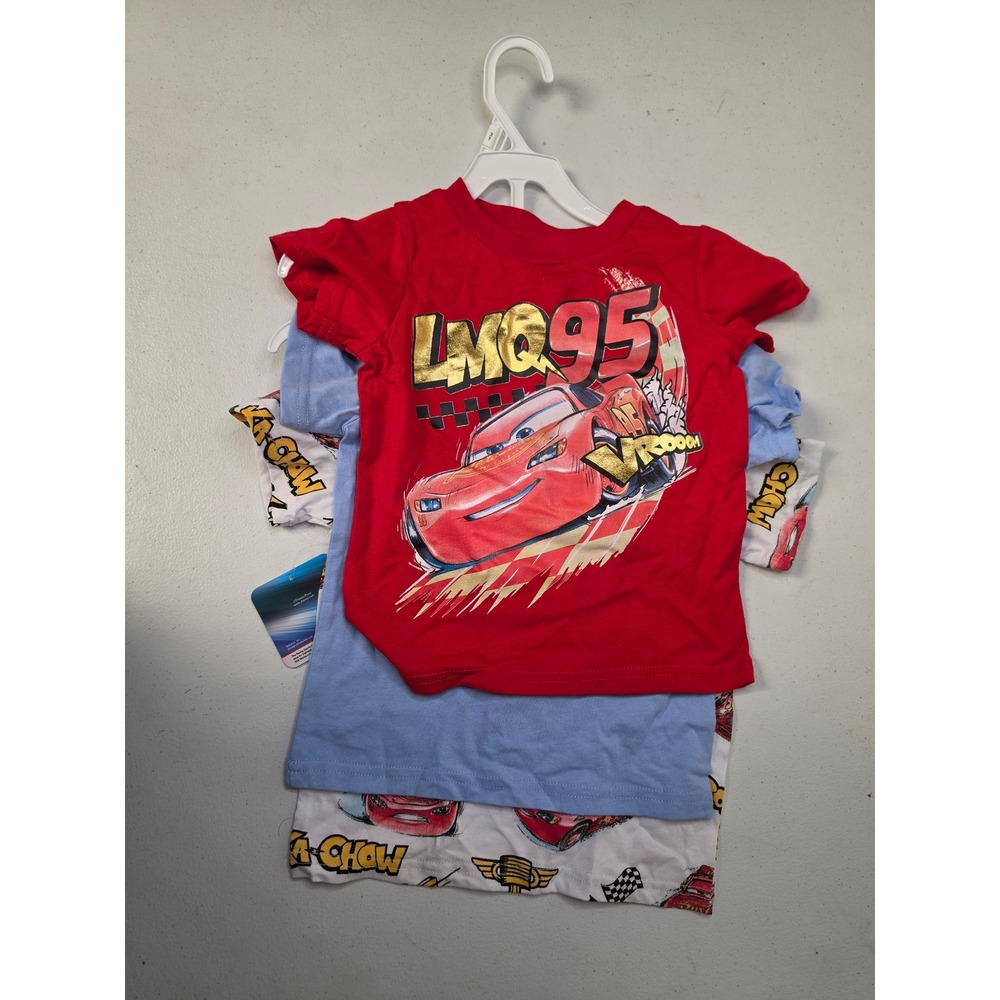 Disney Pixar Cars Lightning McQueen Graphic T-Shirt 3-Pack Toddler Boys 3T NEW